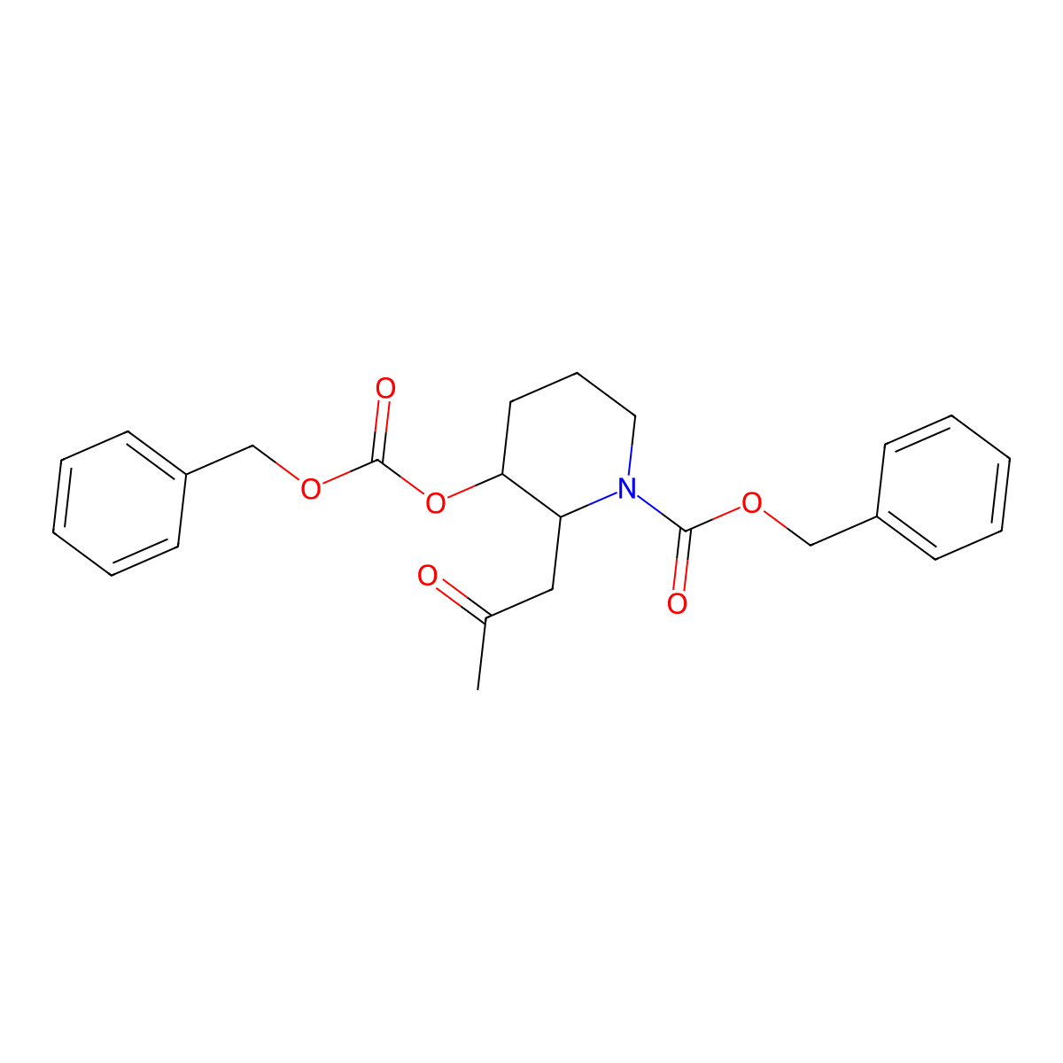 trans-N,O-Bis(benzyloxycarbonyl) 3-Hydroxy-2-(2-oxopropyl)piperidine molecular structure, CAS 1091605-46-7