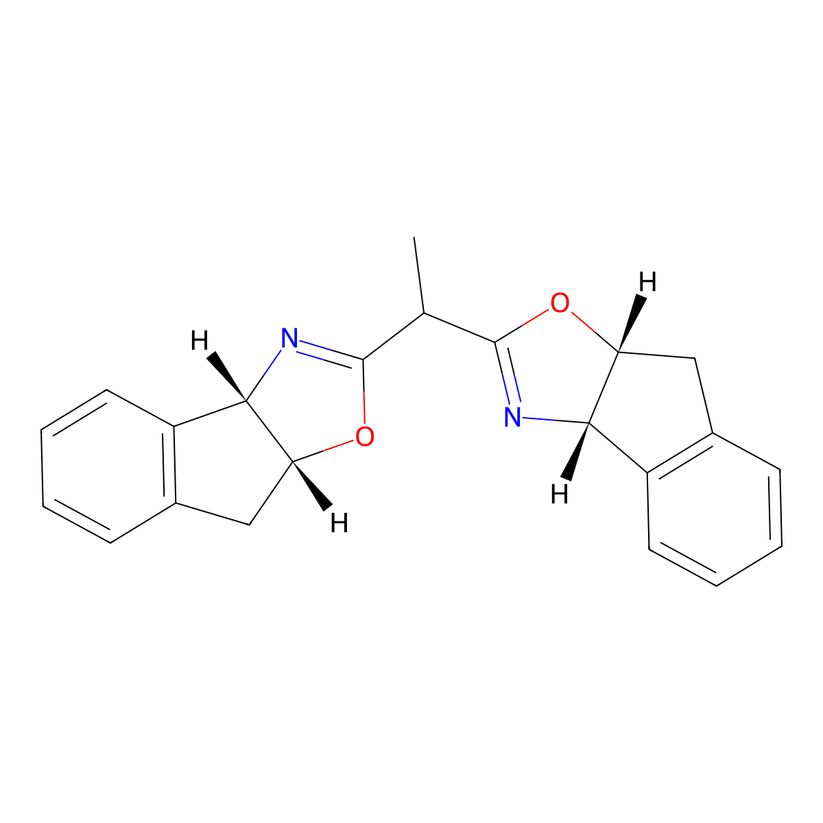 (3aS,3a'S,8aR,8a'R)-2,2'-(Ethane-1,1-diyl)bis(3a,8a-dihydro-8H-indeno[1,2-d]oxazole) molecular structure, CAS 1091605-95-6