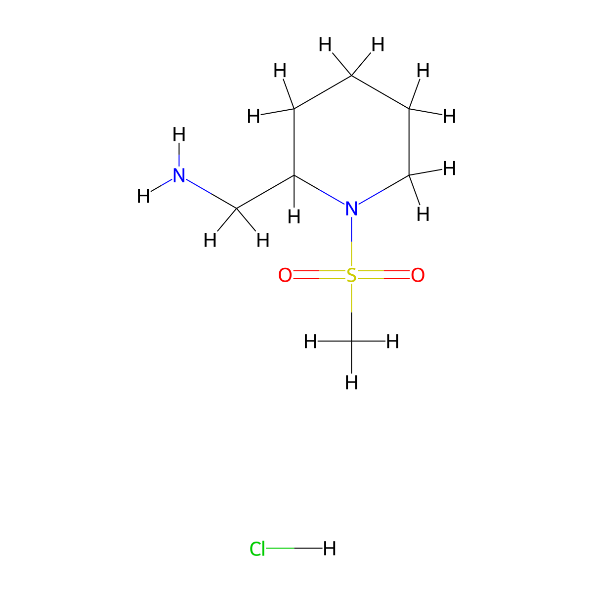 (1-Methanesulfonylpiperidin-2-yl)methanamine hydrochloride molecular structure, CAS 1091613-74-9