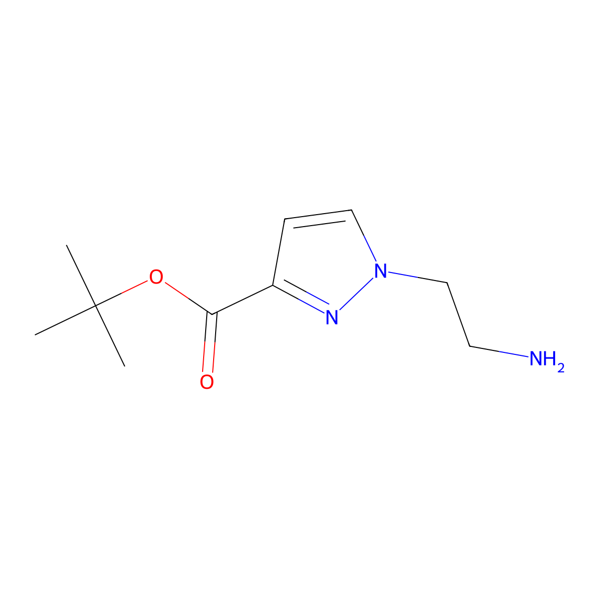 tert-butyl 1-(2-aminoethyl)-1H-pyrazole-3-carboxylate molecular structure, CAS 1091614-31-1