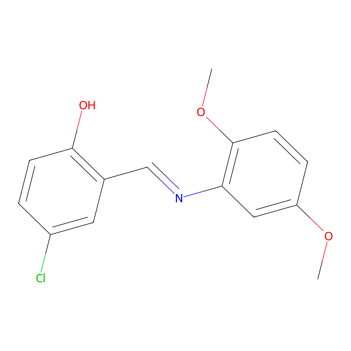 4-chloro-2-{(E)-[(2,5-dimethoxyphenyl)imino]methyl}phenol molecular structure, CAS 1091617-54-7