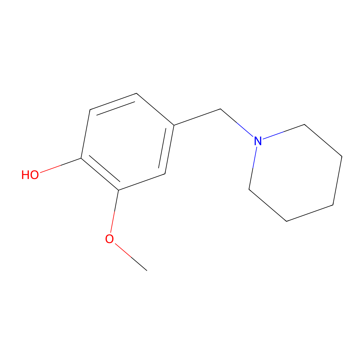 2-Methoxy-4-(piperidin-1-ylmethyl)phenol molecular structure, CAS 109162-32-5