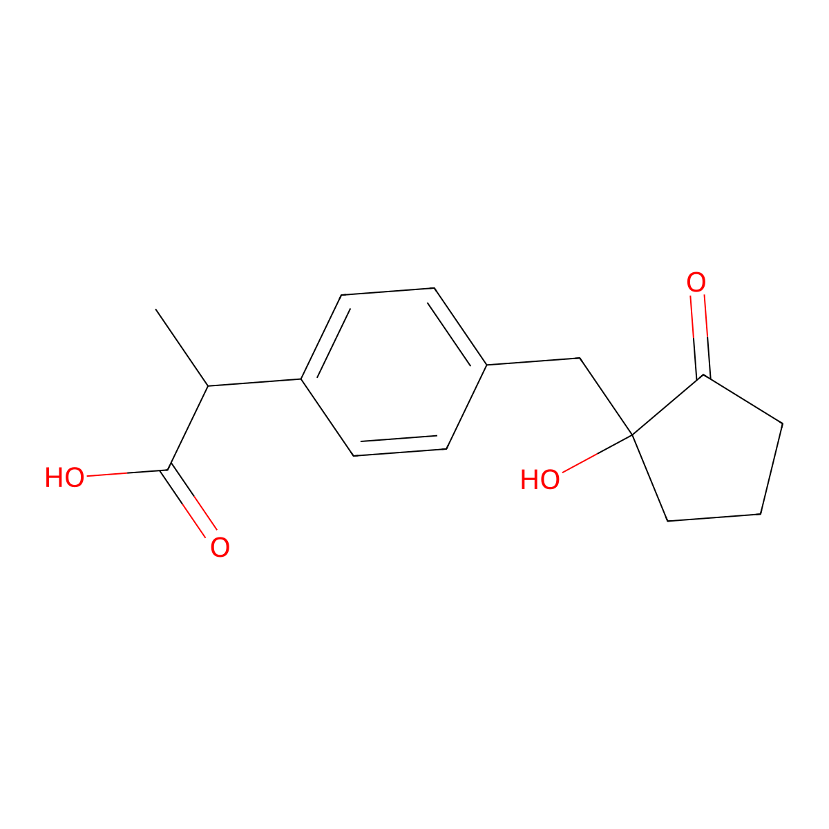 2-(4-((1-Hydroxy-2-oxocyclopentyl)methyl)phenyl)propanoic acid molecular structure, CAS 1091621-62-3