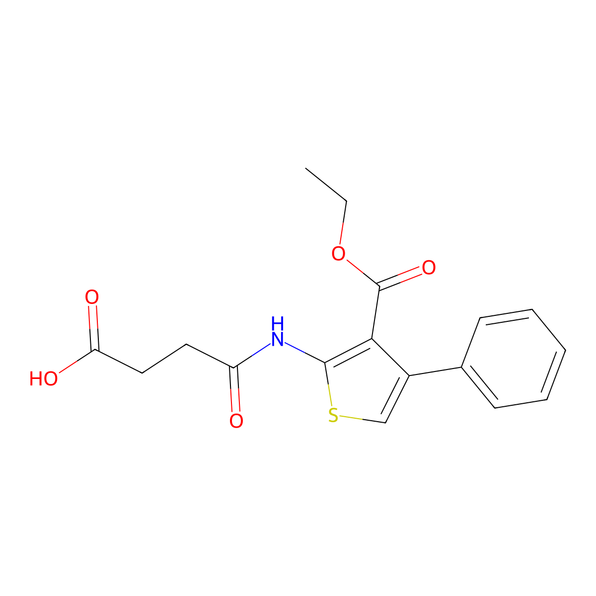 4-((3-(Ethoxycarbonyl)-4-phenylthiophen-2-yl)amino)-4-oxobutanoic acid molecular structure, CAS 109164-42-3