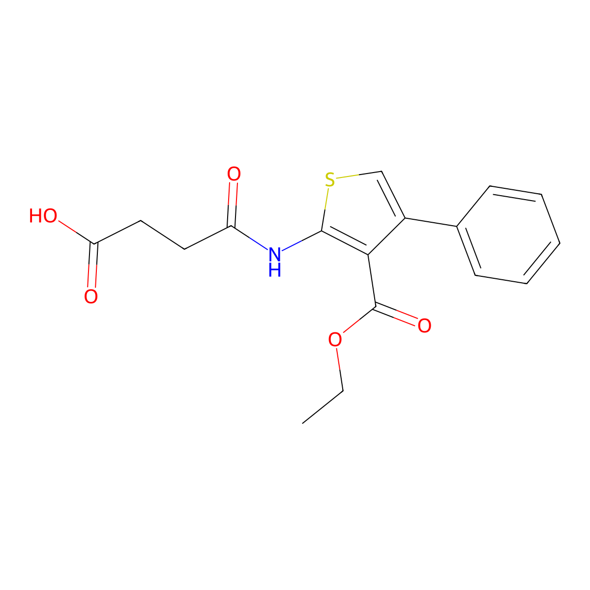 4-((3-(Ethoxycarbonyl)-4-phenylthiophen-2-yl)amino)-4-oxobutanoic acid molecular structure, CAS 109164-42-3