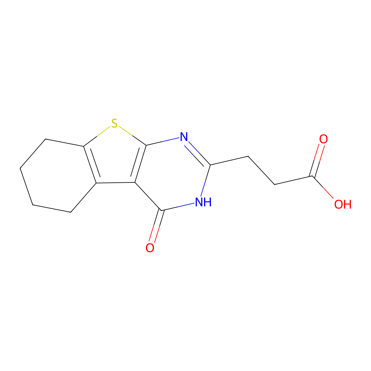 3-{3-Oxo-8-thia-4,6-diazatricyclo[7.4.0.0,2,7]trideca-1(9),2(7),4-trien-5-yl}propanoic acid molecular structure, CAS 109164-47-8