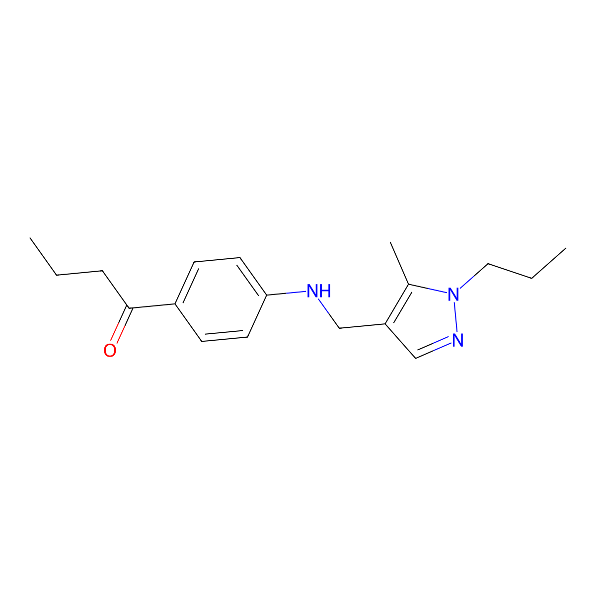 1-(4-(((5-Methyl-1-propyl-1H-pyrazol-4-yl)methyl)amino)phenyl)butan-1-one molecular structure, CAS 1091670-63-1