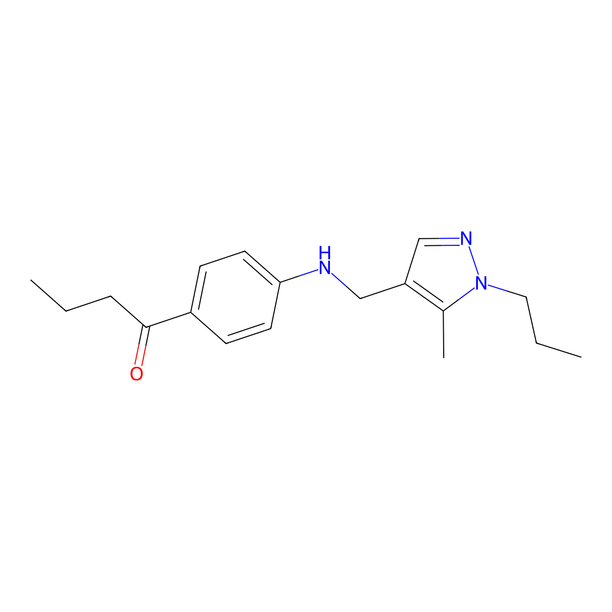 1-(4-(((5-Methyl-1-propyl-1H-pyrazol-4-yl)methyl)amino)phenyl)butan-1-one molecular structure, CAS 1091670-63-1