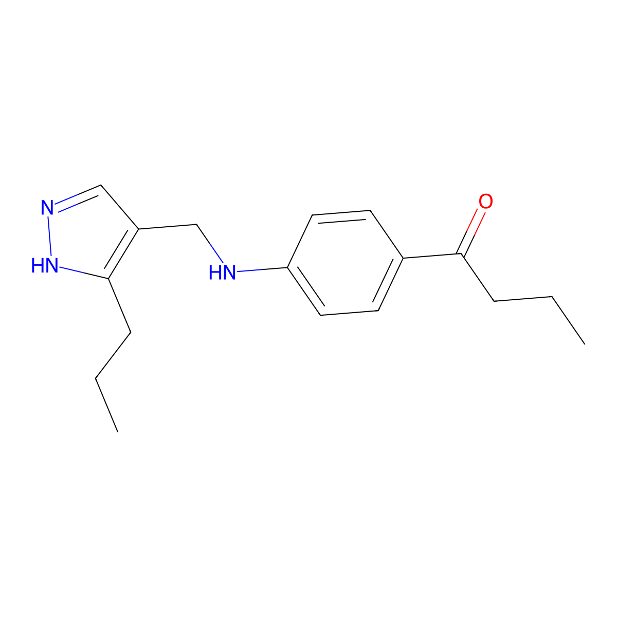 1-(4-(((3-Propyl-1H-pyrazol-4-yl)methyl)amino)phenyl)butan-1-one molecular structure, CAS 1091677-59-6