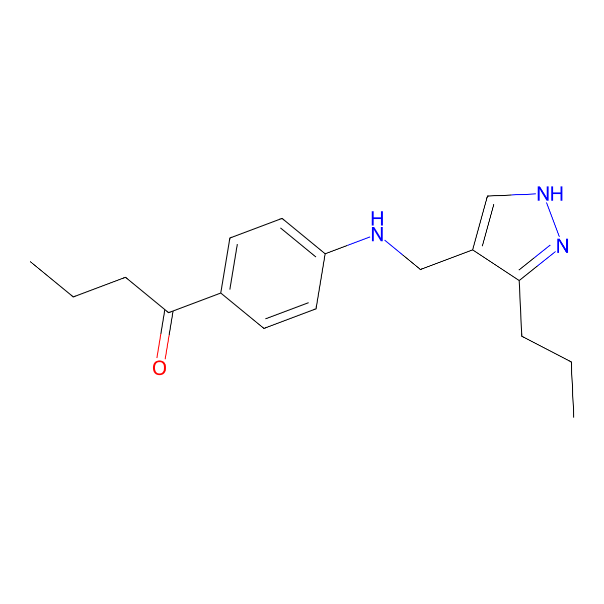 1-(4-(((3-Propyl-1H-pyrazol-4-yl)methyl)amino)phenyl)butan-1-one molecular structure, CAS 1091677-59-6
