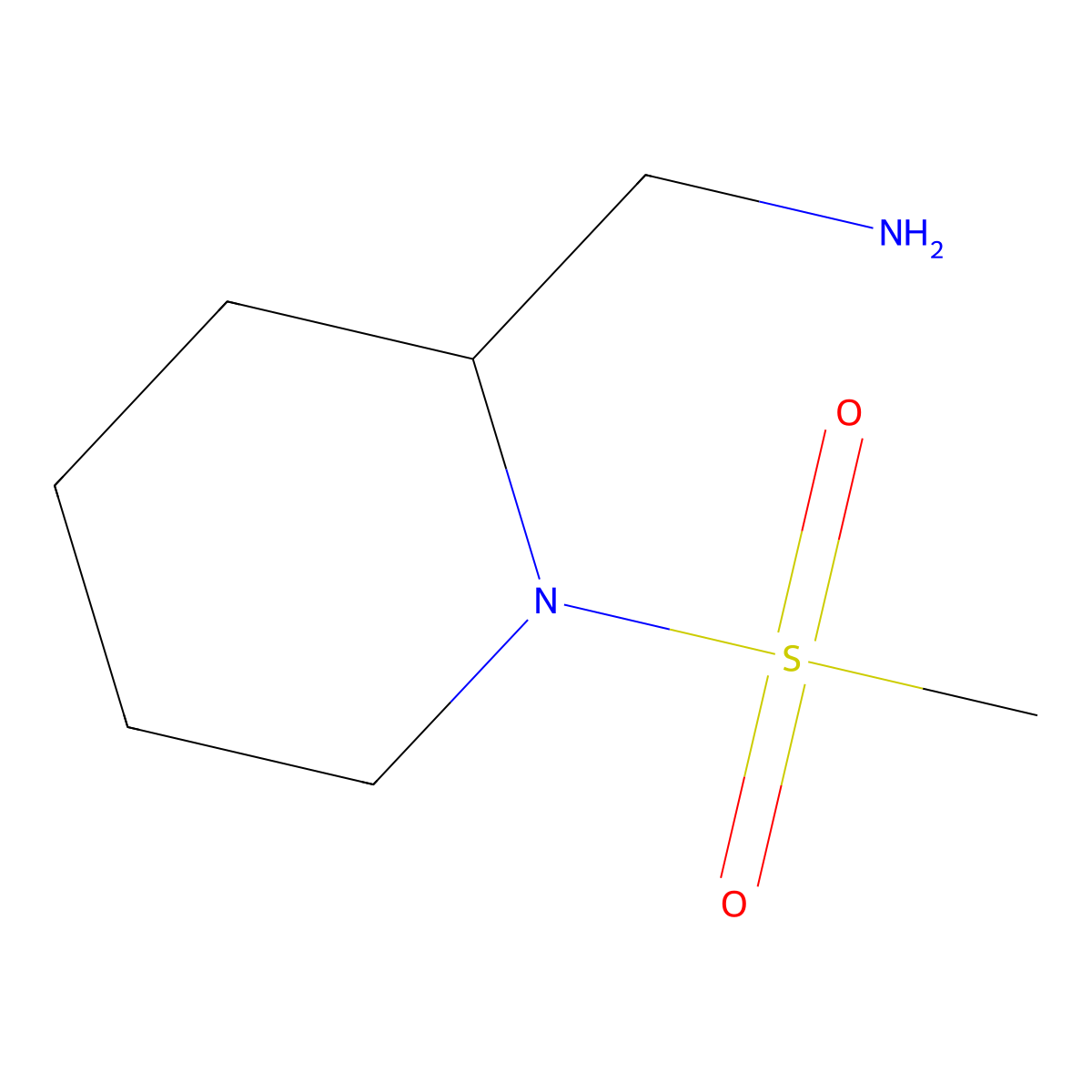 (1-Methanesulfonylpiperidin-2-yl)methanamine molecular structure, CAS 1091681-04-7