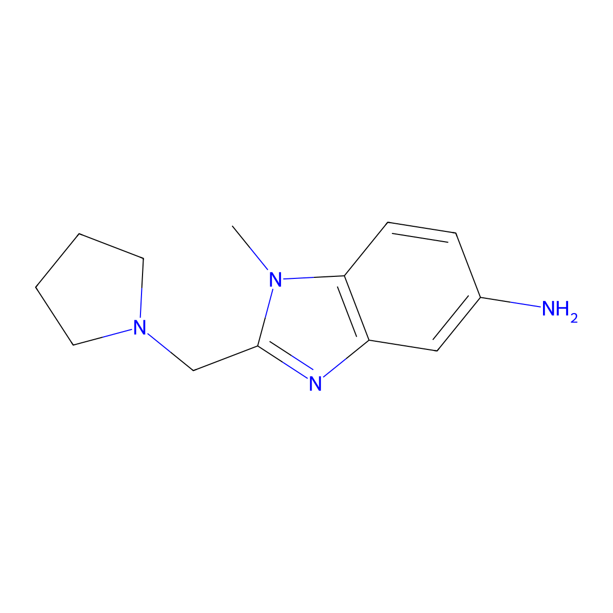 1-methyl-2-(pyrrolidin-1-ylmethyl)-1H-benzo[d]imidazol-5-amine molecular structure, CAS 1091699-88-5