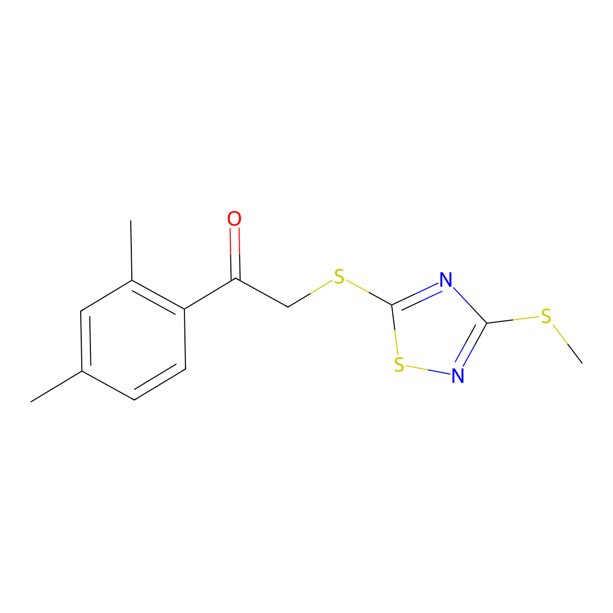 1-(2,4-Dimethylphenyl)-2-{[3-(methylsulfanyl)-1,2,4-thiadiazol-5-yl]sulfanyl}ethanone molecular structure, CAS 1091702-25-8