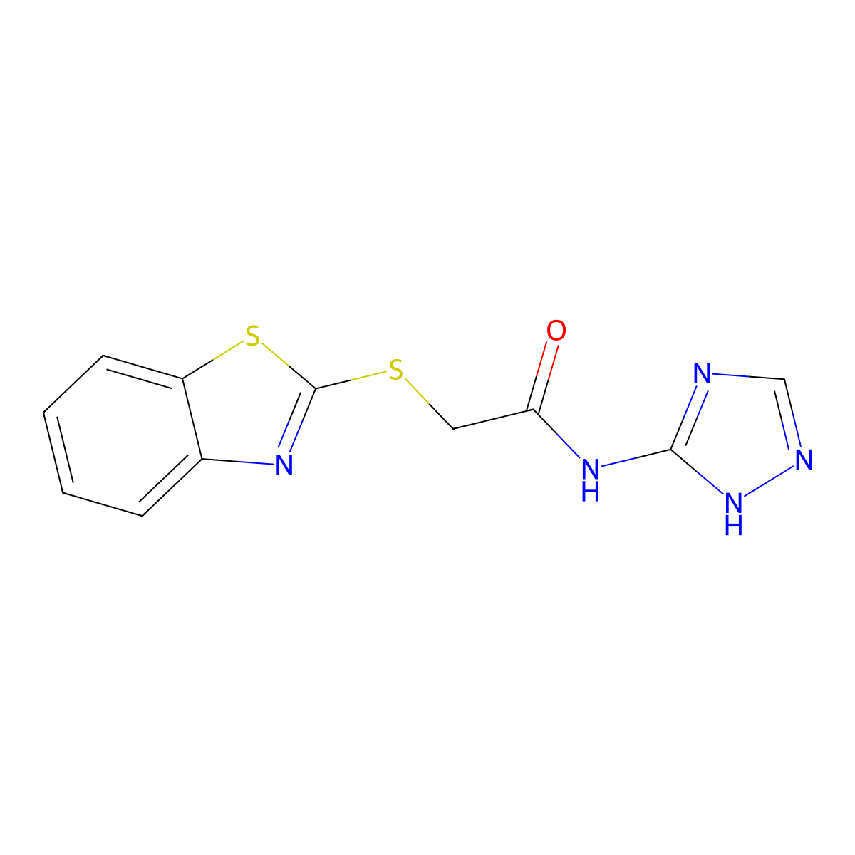 2-(1,3-benzothiazol-2-ylsulfanyl)-N-(1H-1,2,4-triazol-3-yl)acetamide molecular structure, CAS 1091716-37-8