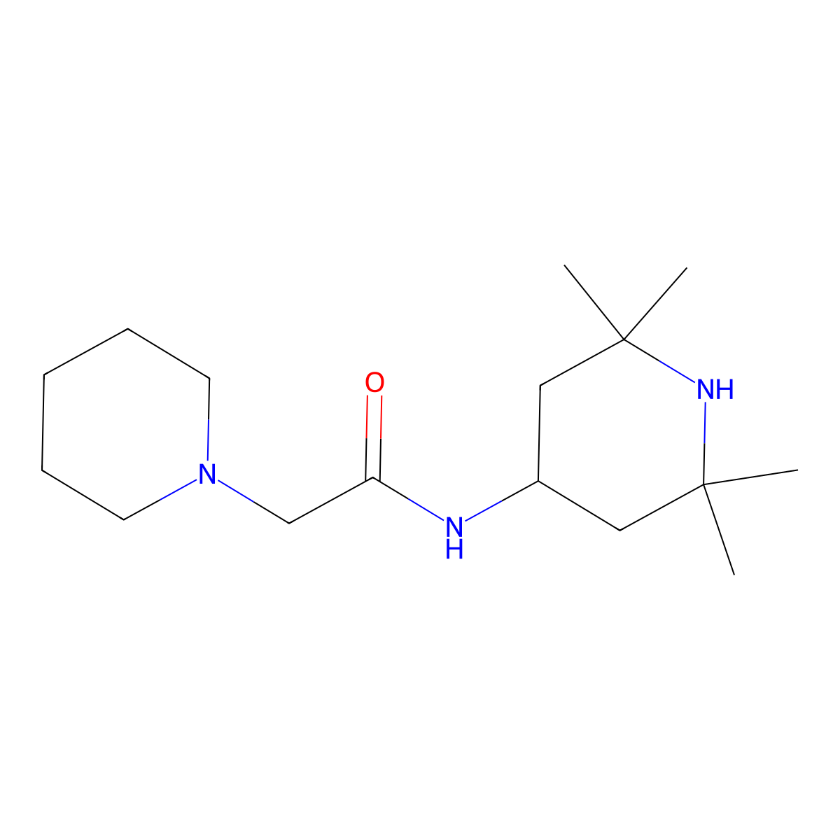 2-(piperidin-1-yl)-N-(2,2,6,6-tetramethylpiperidin-4-yl)acetamide molecular structure, CAS 109172-31-8