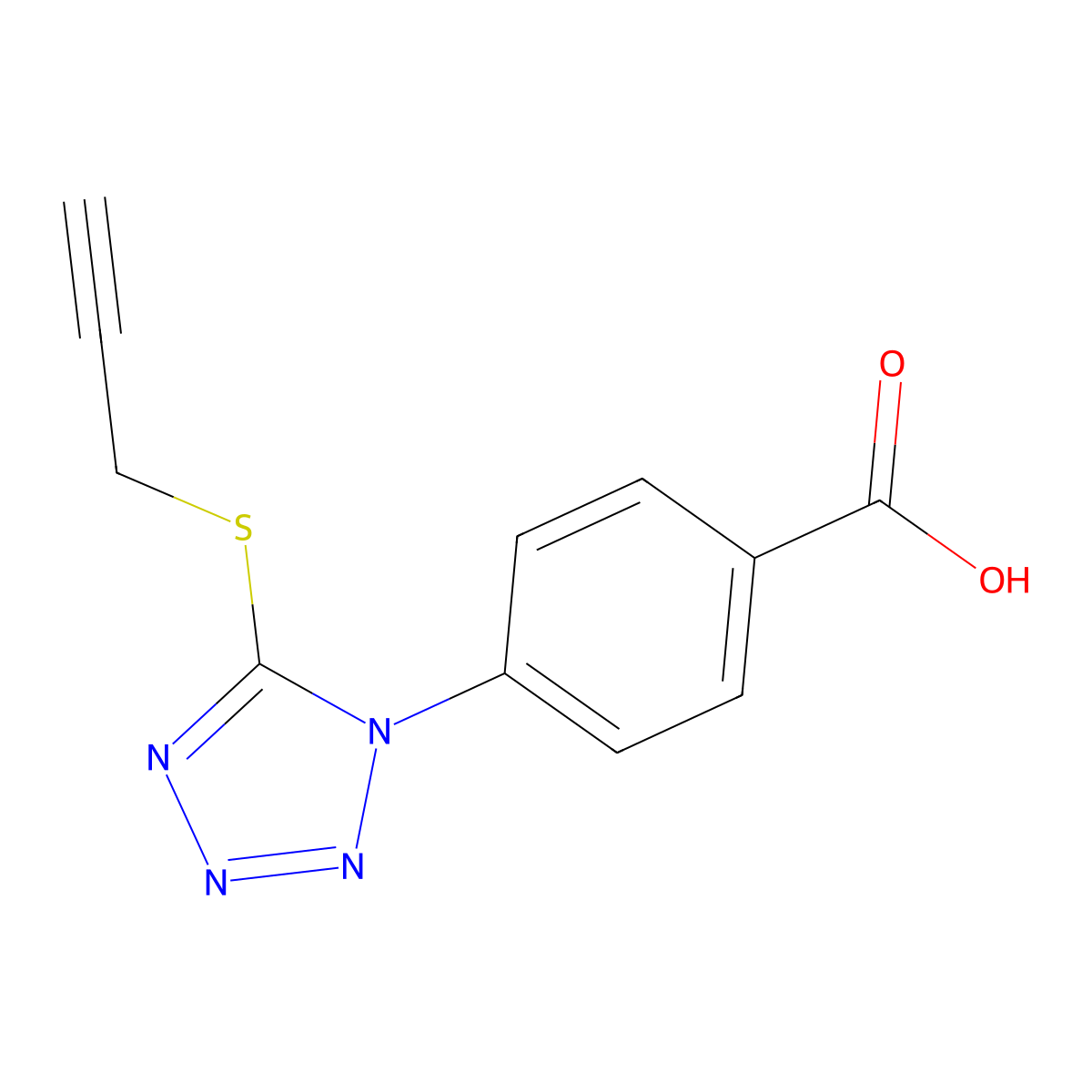 4-[5-(2-propynylsulfanyl)-1H-tetraazol-1-yl]benzoic acid molecular structure, CAS 1091728-20-9