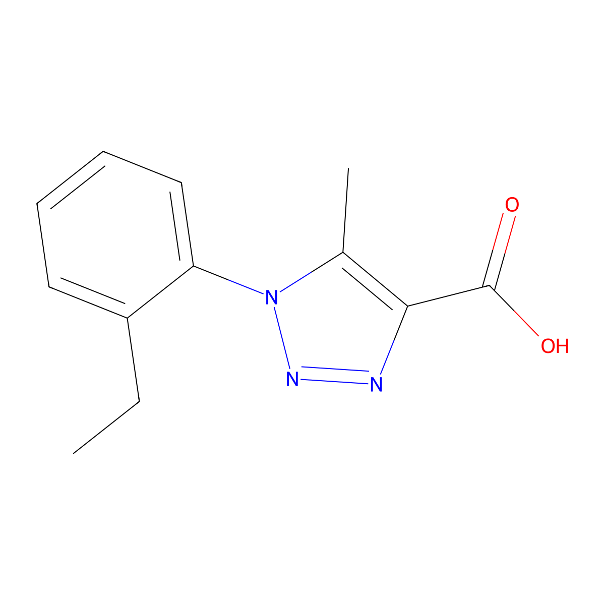 1-(2-ethylphenyl)-5-methyl-1H-1,2,3-triazole-4-carboxylic acid molecular structure, CAS 1091729-84-8