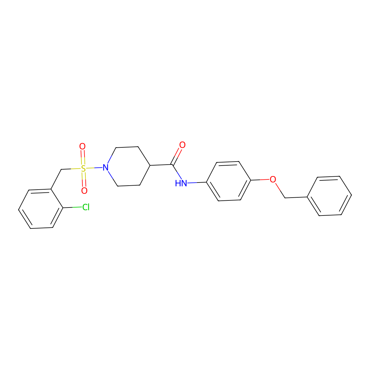 N-[4-(benzyloxy)phenyl]-1-[(2-chlorobenzyl)sulfonyl]piperidine-4-carboxamide molecular structure, CAS 1091729-86-0