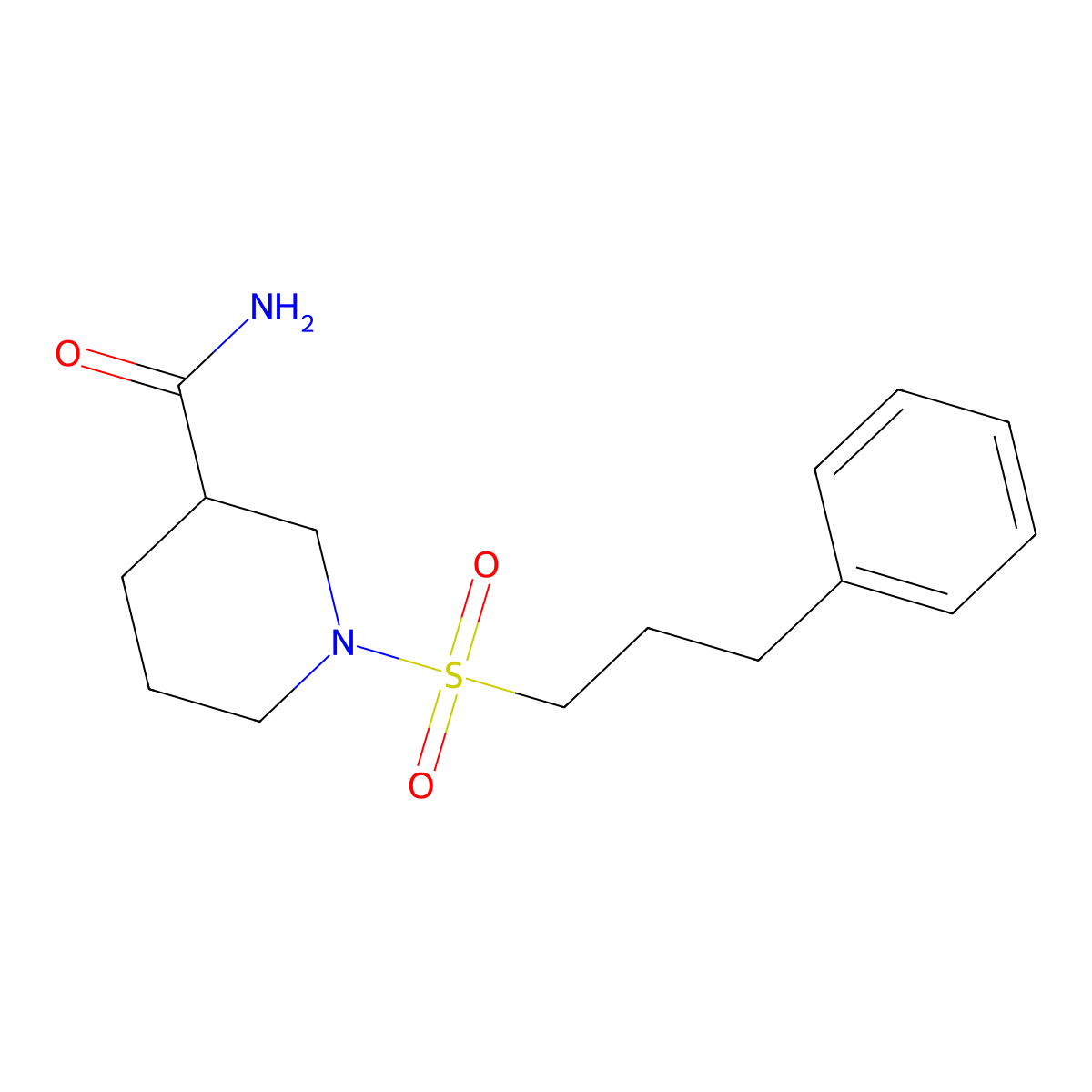 1-[(3-Phenylpropyl)sulfonyl]piperidine-3-carboxamide molecular structure, CAS 1091776-16-7