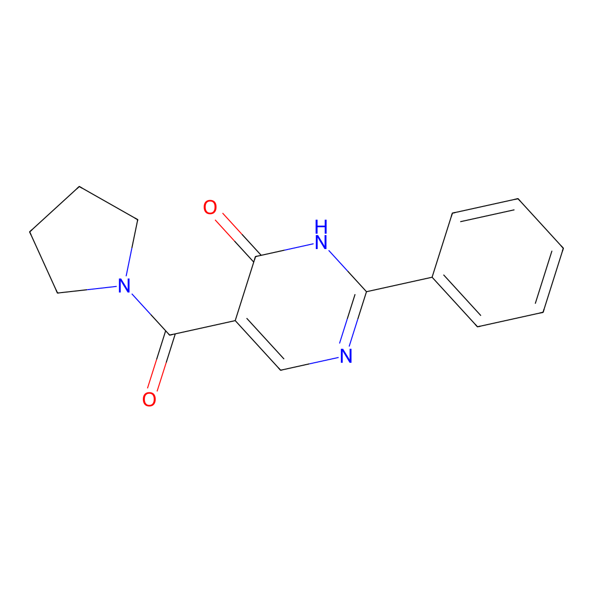 2-Phenyl-5-(pyrrolidine-1-carbonyl)-3,4-dihydropyrimidin-4-one molecular structure, CAS 1091858-91-1