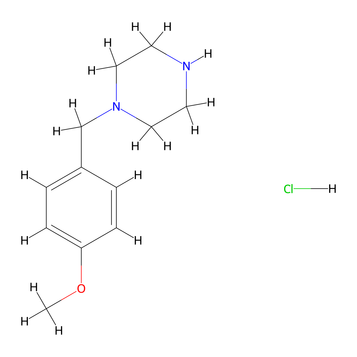 1-(4-Methoxybenzyl)piperazine hydrochloride molecular structure, CAS 109188-09-2