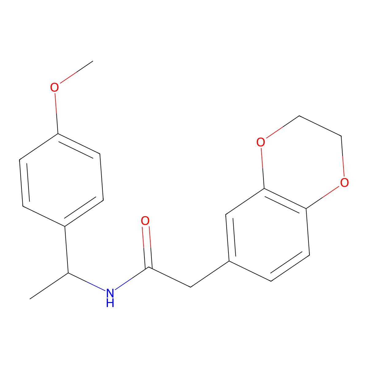 2-(2,3-dihydro-1,4-benzodioxin-6-yl)-N-[1-(4-methoxyphenyl)ethyl]acetamide molecular structure, CAS 1091895-20-3