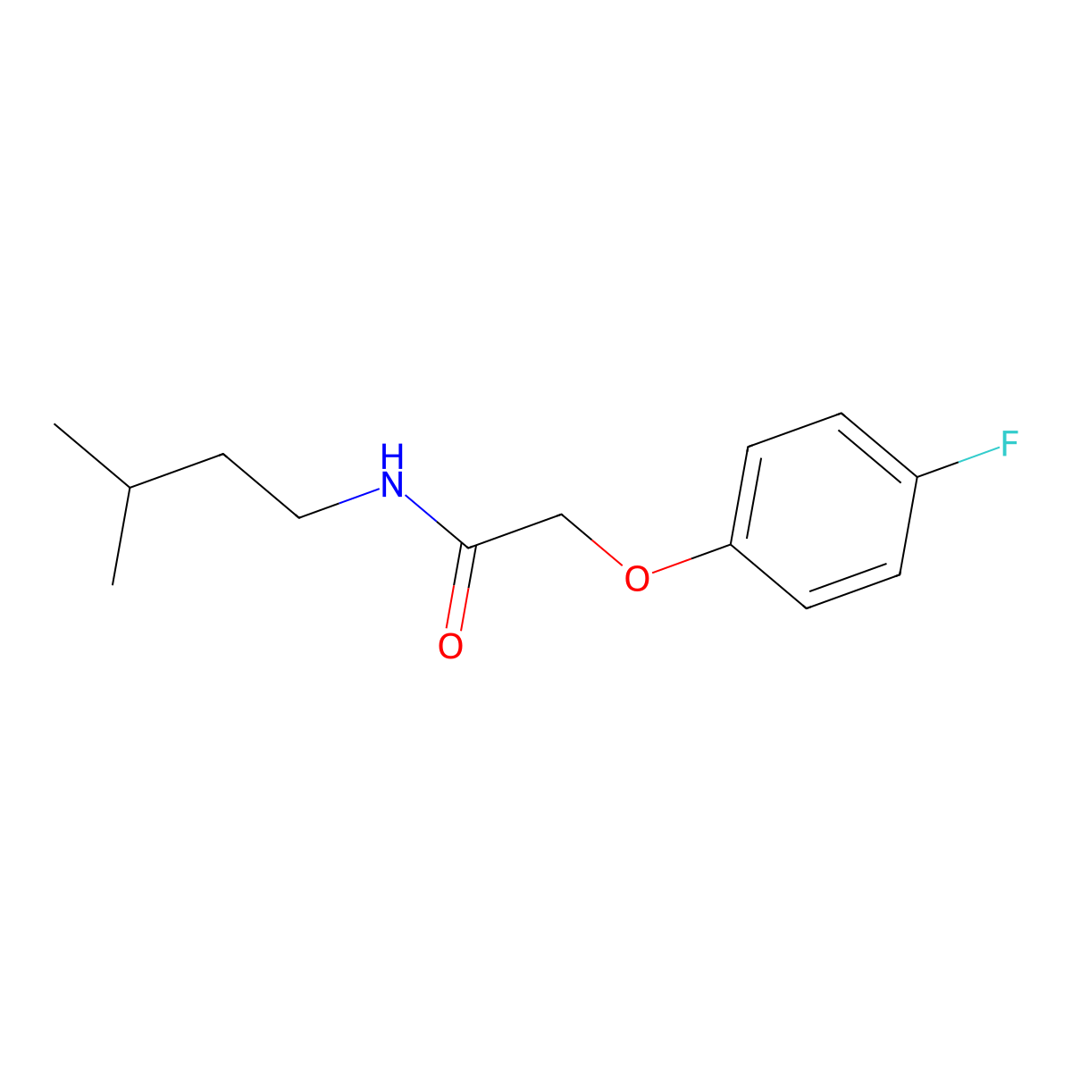 2-(4-fluorophenoxy)-N-(3-methylbutyl)acetamide molecular structure, CAS 1091942-06-1