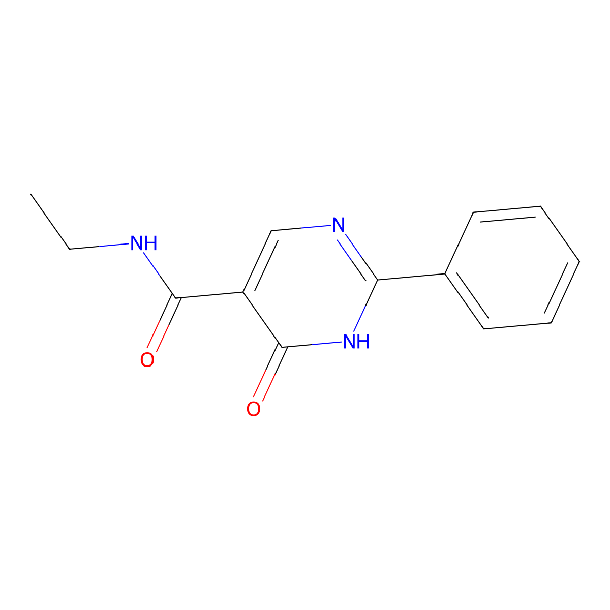 N-ethyl-6-oxo-2-phenyl-1,6-dihydropyrimidine-5-carboxamide molecular structure, CAS 1091942-33-4