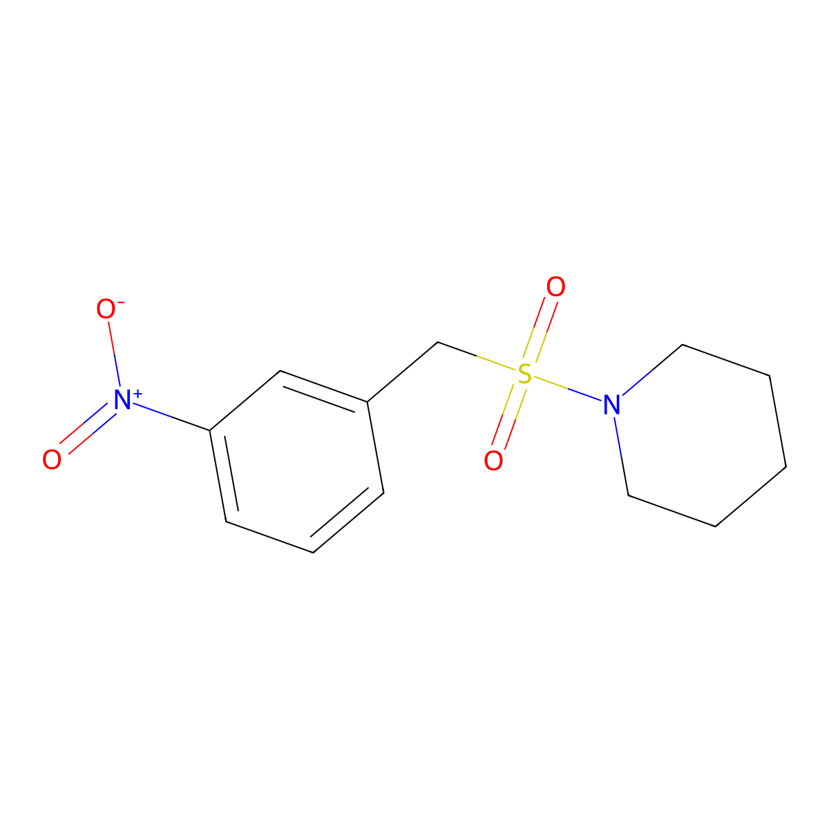 1-{[(3-Nitrophenyl)methane]sulfonyl}piperidine molecular structure, CAS 1091954-75-4
