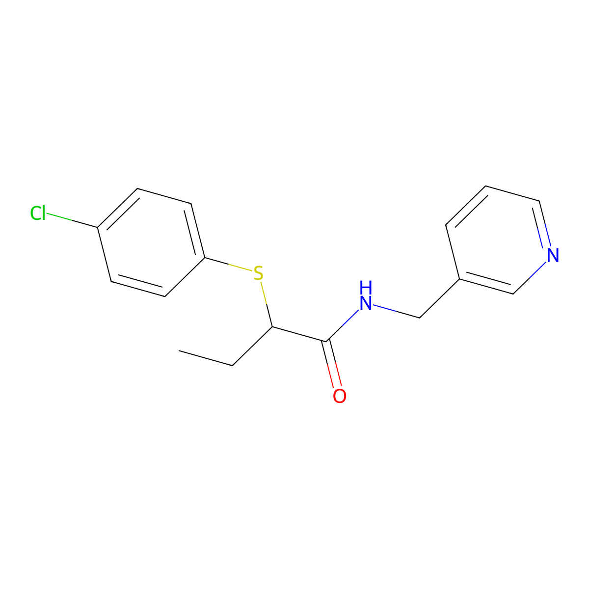 2-[(4-chlorophenyl)sulfanyl]-N-(pyridin-3-ylmethyl)butanamide molecular structure, CAS 1091962-20-7