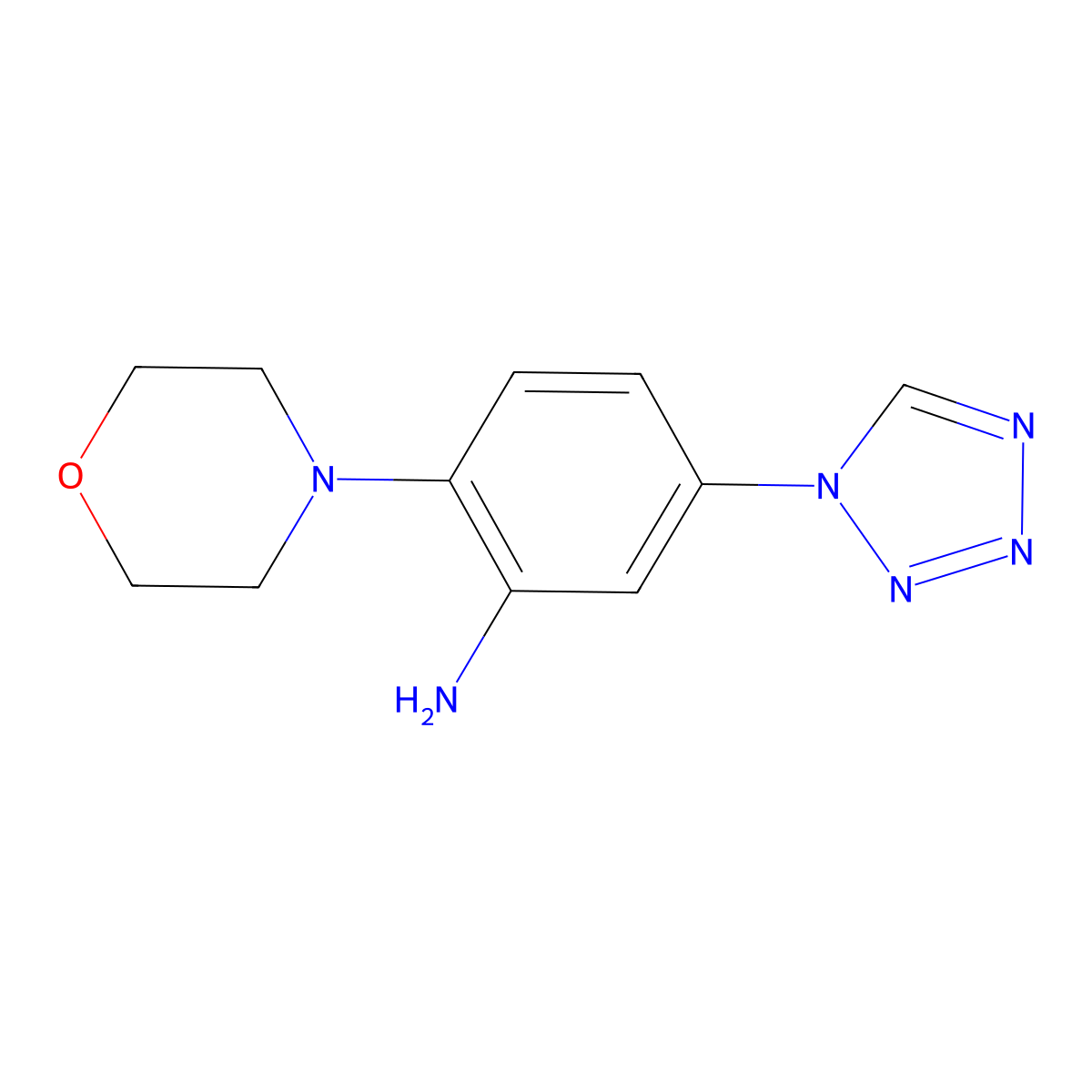 2-morpholino-5-(1H-tetrazol-1-yl)aniline molecular structure, CAS 1091990-45-2