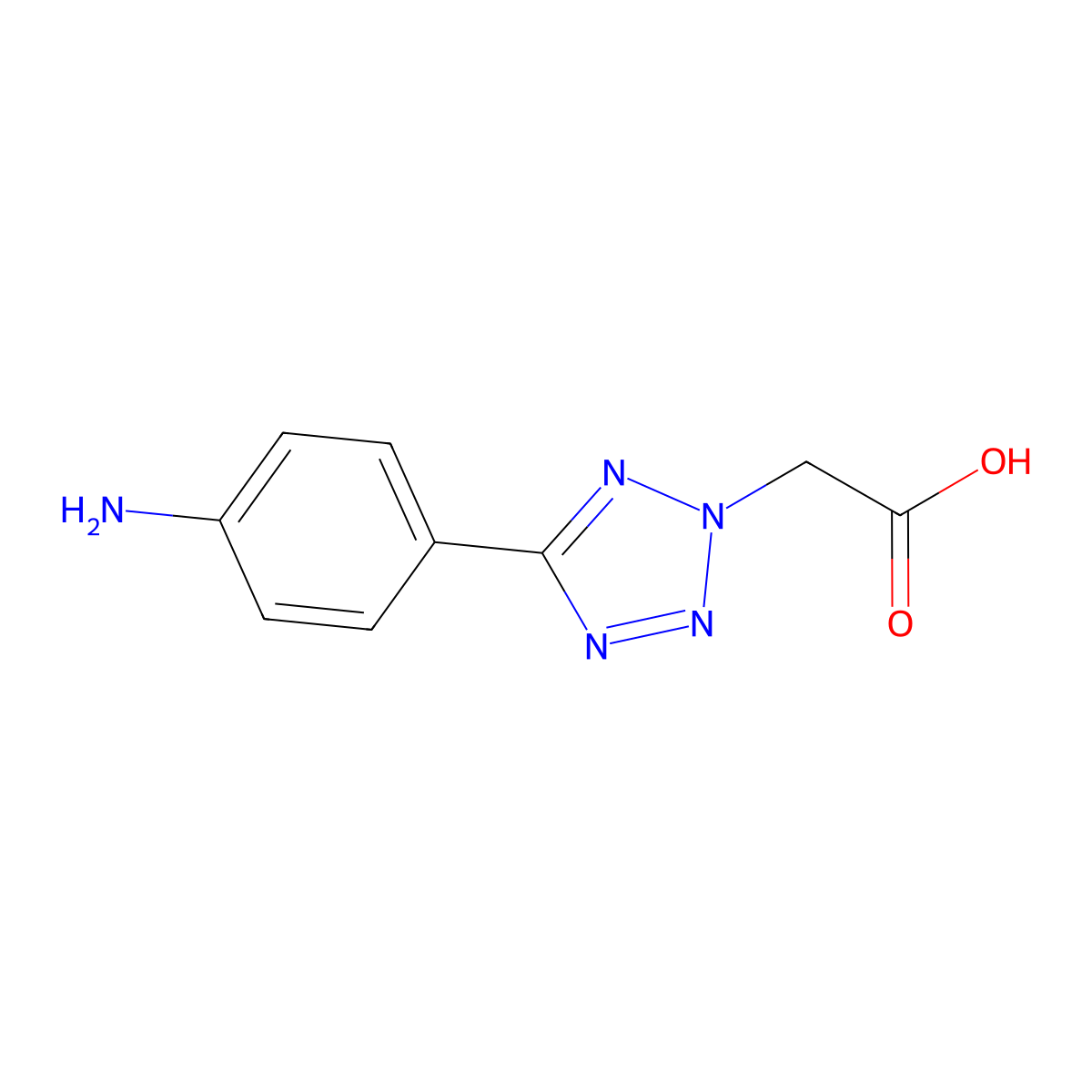 2-(5-(4-aminophenyl)-2H-tetrazol-2-yl)acetic acid molecular structure, CAS 1091990-56-5