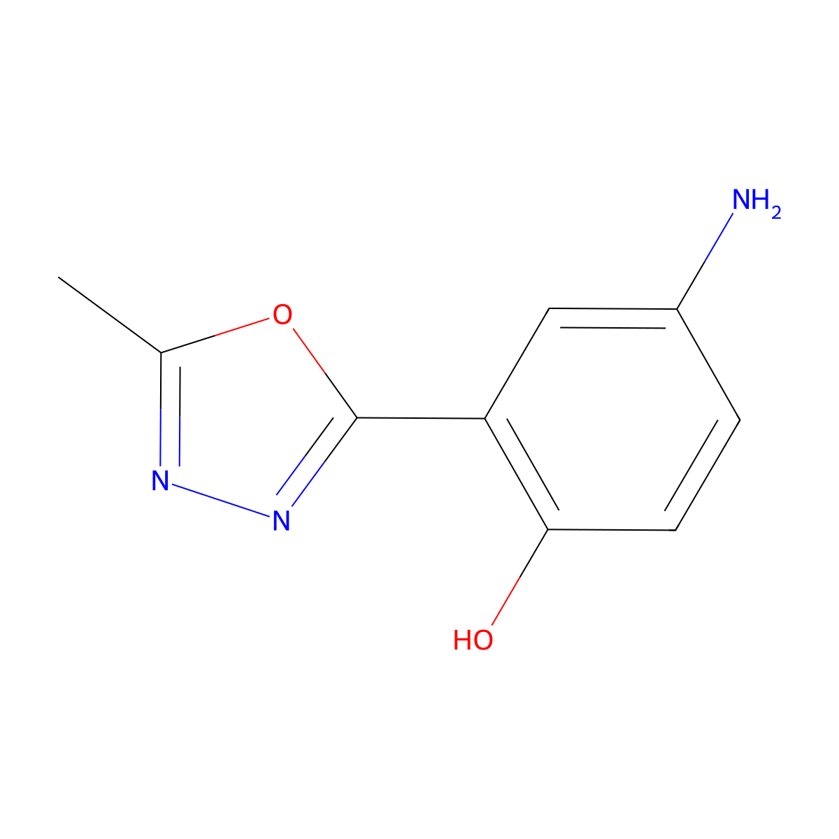 4-Amino-2-(5-methyl-1,3,4-oxadiazol-2-yl)phenol molecular structure, CAS 1091990-90-7