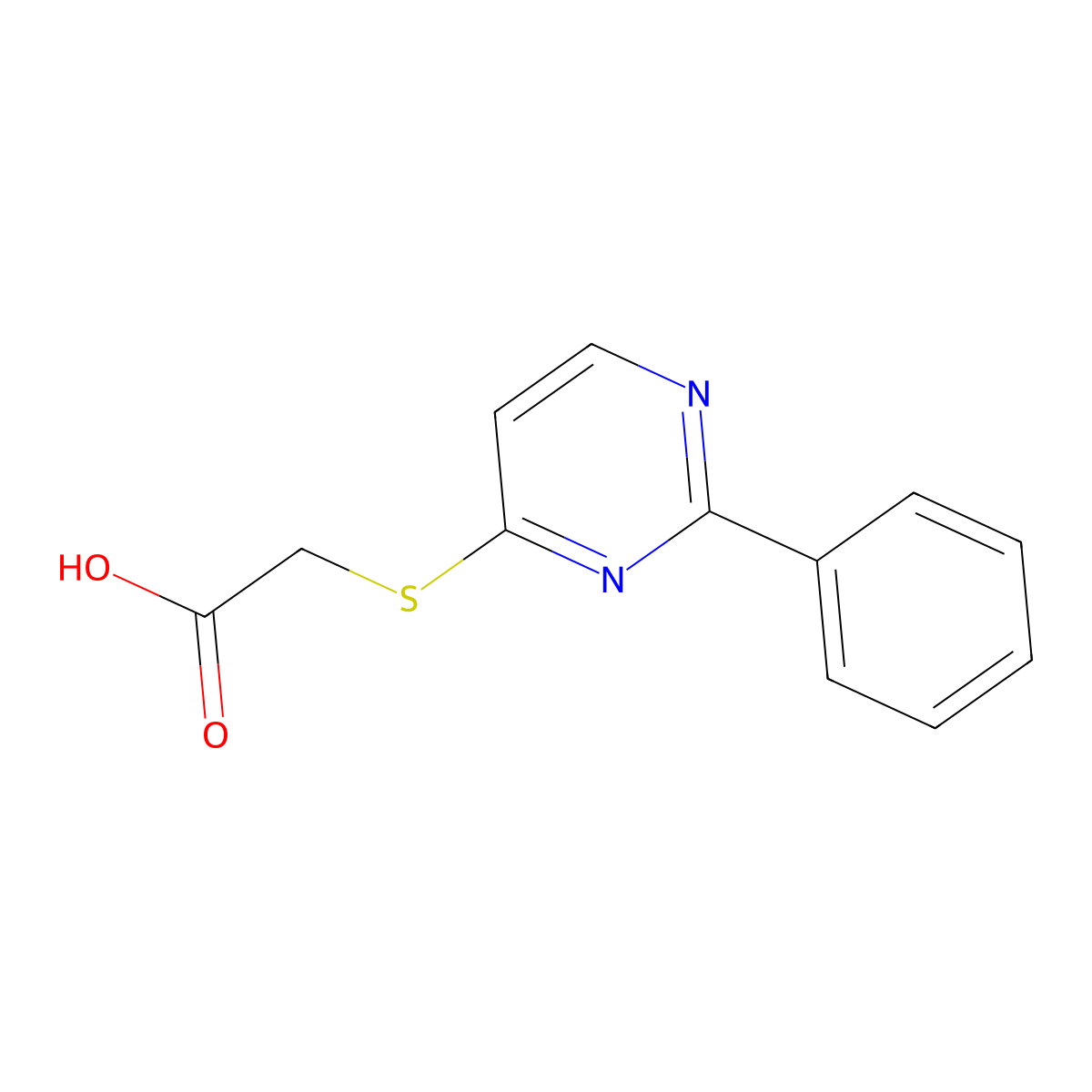 2-((2-Phenylpyrimidin-4-yl)thio)acetic acid molecular structure, CAS 1091991-76-2