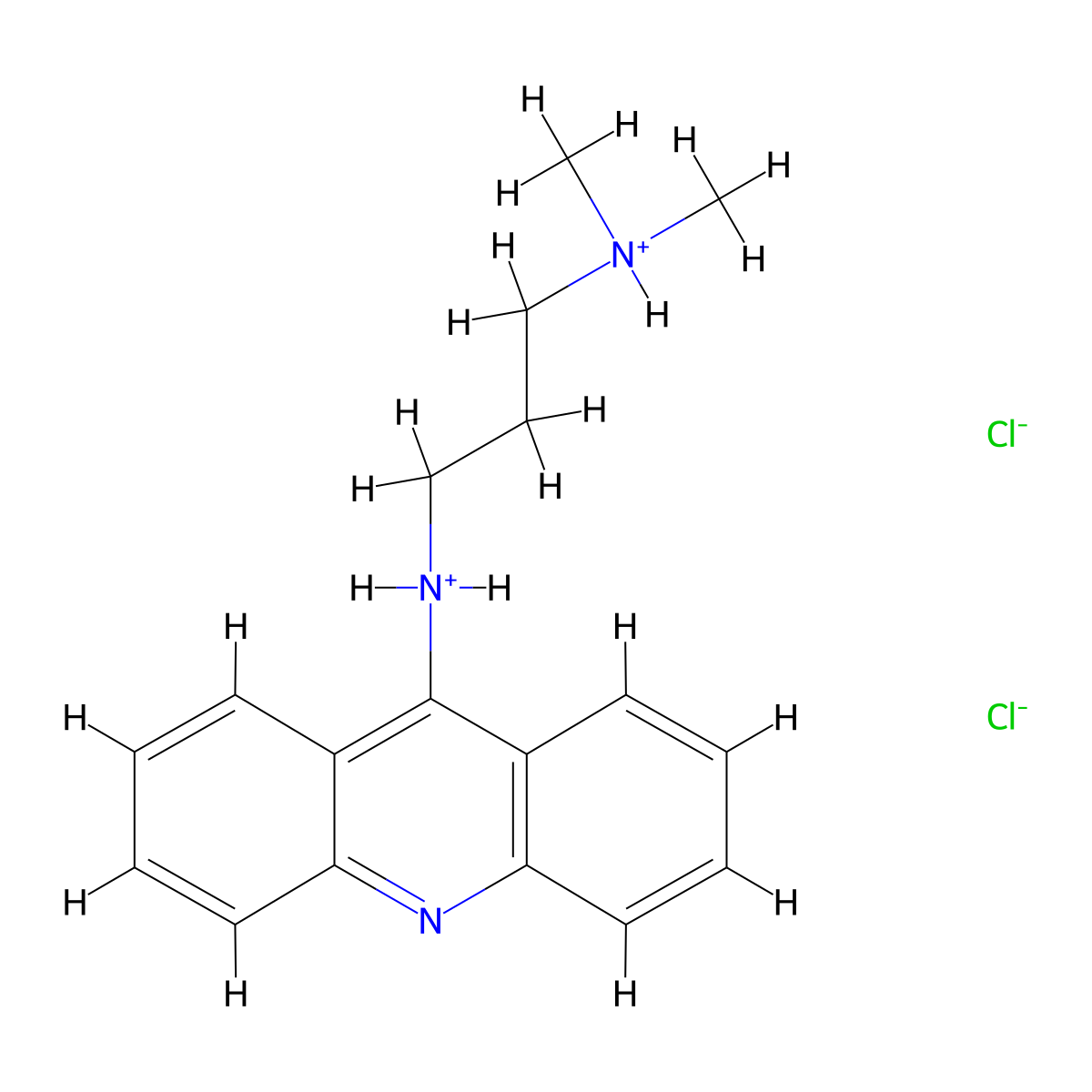 Acridine, 9-((3-(dimethylamino)propyl)amino)-, dihydrochloride molecular structure, CAS 1092-03-1