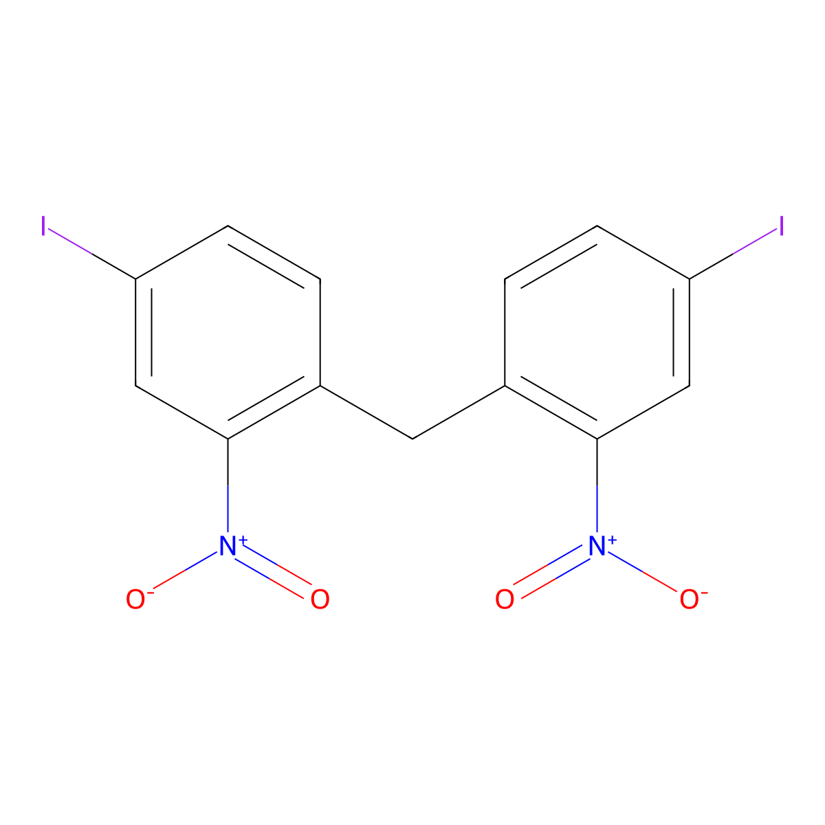 1,1'-Methanediylbis(4-iodo-2-nitrobenzene) molecular structure, CAS 1092-56-4