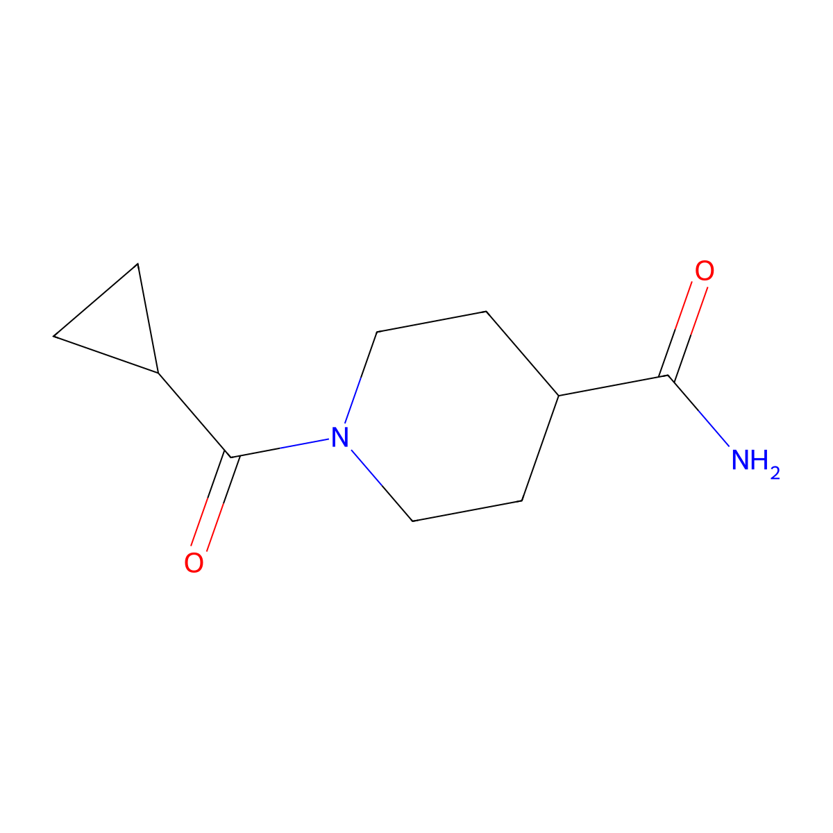 1-(Cyclopropylcarbonyl)-4-piperidinecarboxamide molecular structure, CAS 1092023-78-3