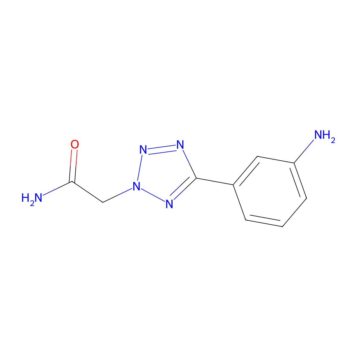 2-[5-(3-aminophenyl)-2H-tetrazol-2-yl]acetamide molecular structure, CAS 1092041-98-9