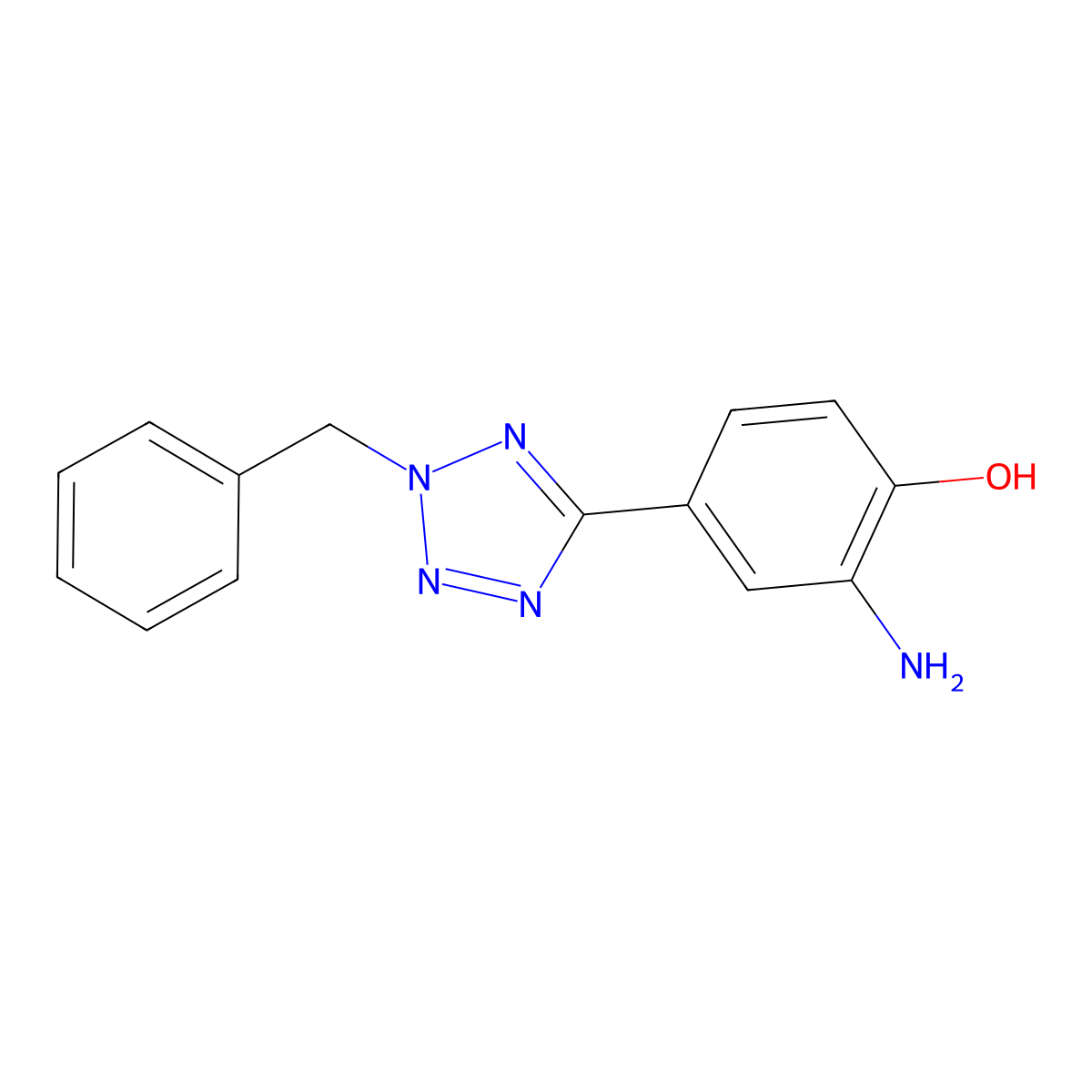 2-amino-4-(2-benzyl-2H-tetrazol-5-yl)phenol molecular structure, CAS 1092042-07-3