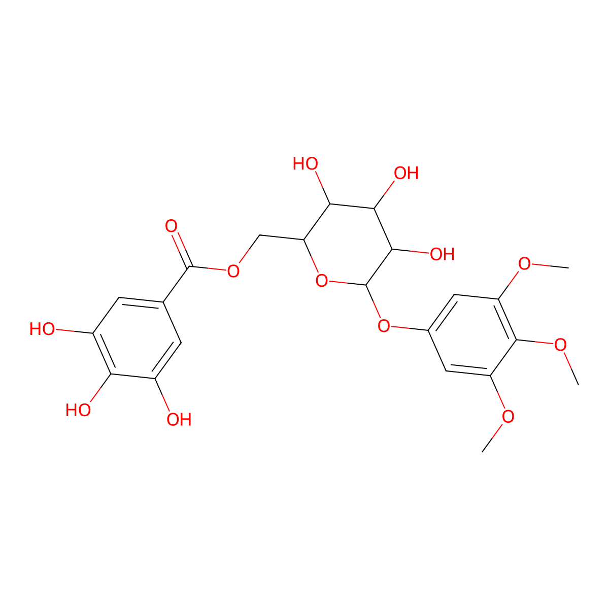 [(2R,3S,4S,5R,6S)-3,4,5-trihydroxy-6-(3,4,5-trimethoxyphenoxy)oxan-2-yl]methyl 3,4,5-trihydroxybenzoate molecular structure, CAS 109206-94-2
