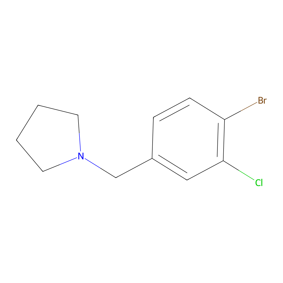 1-[(4-Bromo-3-chlorophenyl)methyl]-pyrrolidine molecular structure, CAS 1092069-95-8