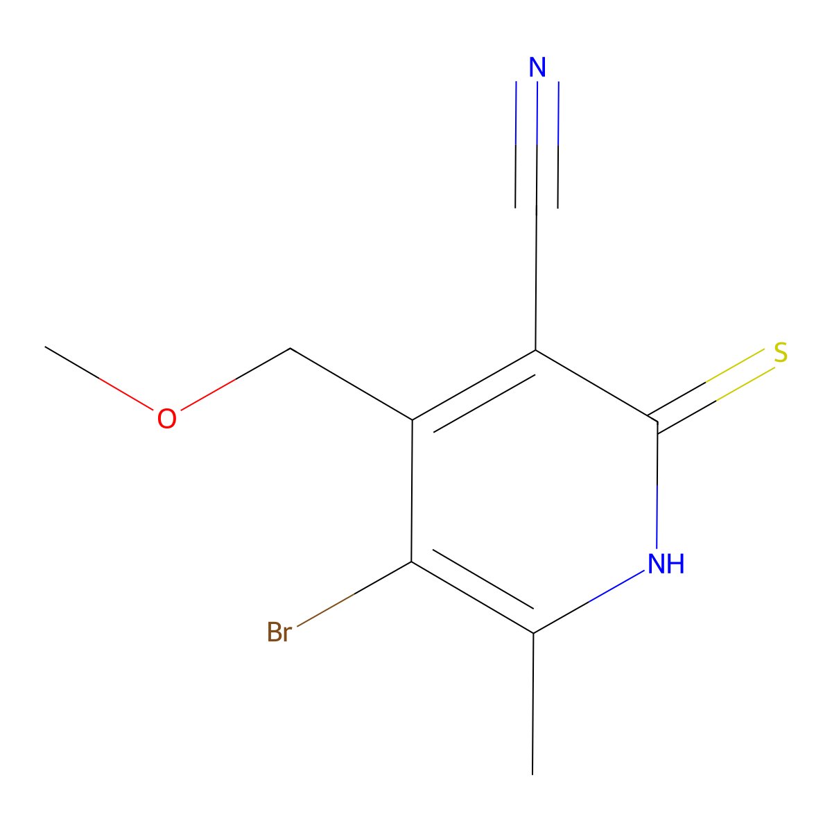 5-Bromo-4-(methoxymethyl)-6-methyl-2-sulfanylpyridine-3-carbonitrile molecular structure, CAS 1092075-74-5