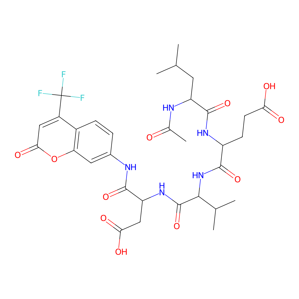 Ac-Leu-Glu-Val-Asp-AFC molecular structure, CAS 1092077-23-0