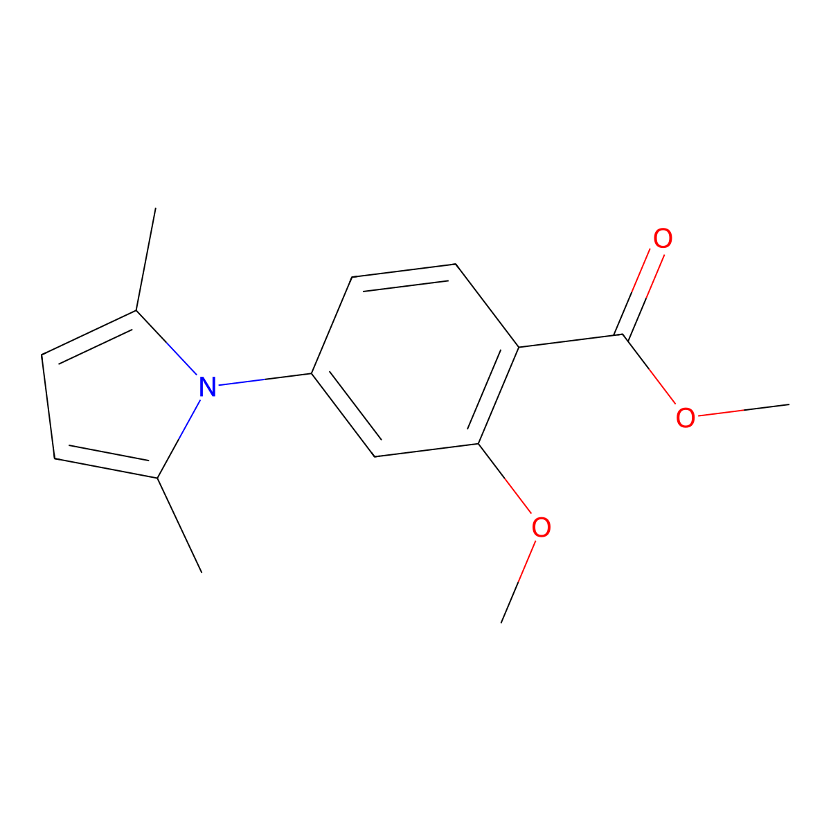 Methyl 4-(2,5-dimethylpyrrol-1-yl)-2-methoxybenzoate molecular structure, CAS 1092077-68-3