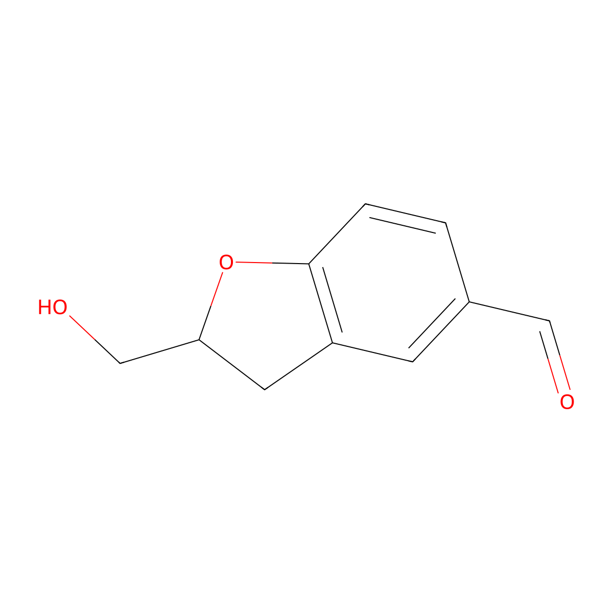 2-(Hydroxymethyl)-2,3-dihydro-1-benzofuran-5-carbaldehyde molecular structure, CAS 109209-79-2