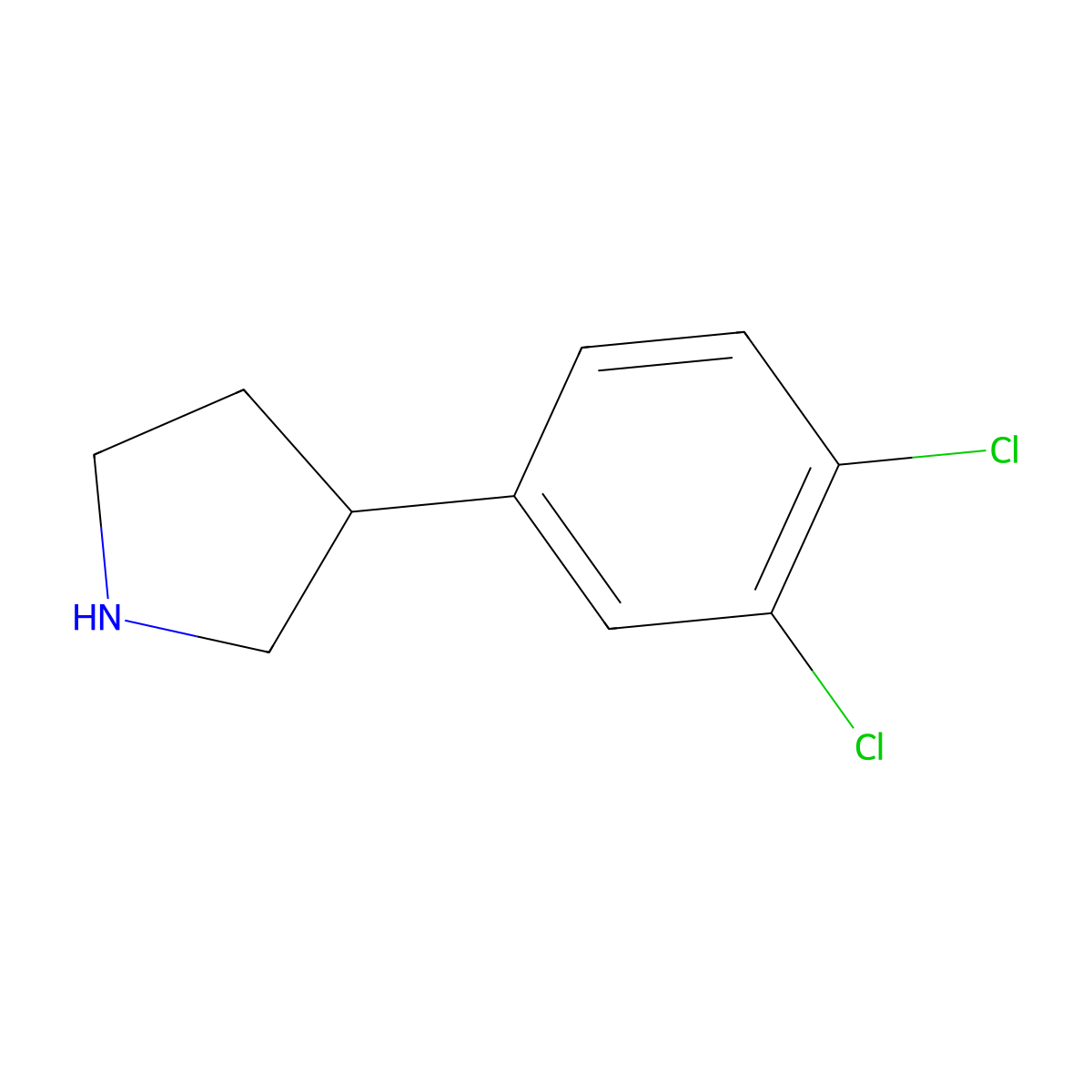 3-(3,4-Dichlorophenyl)pyrrolidine molecular structure, CAS 1092108-78-5