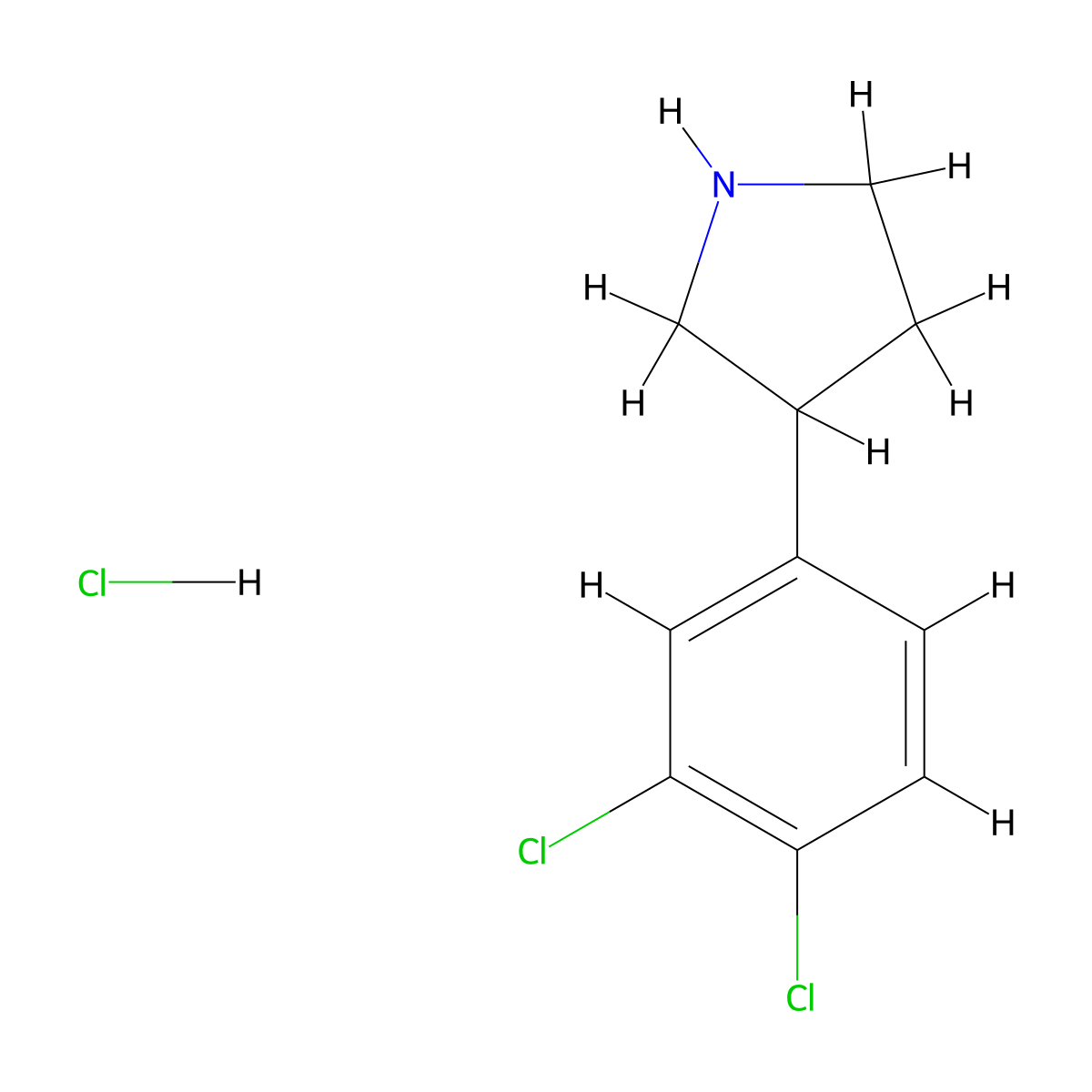 3-(3,4-Dichlorophenyl)pyrrolidine hydrochloride molecular structure, CAS 1092108-79-6