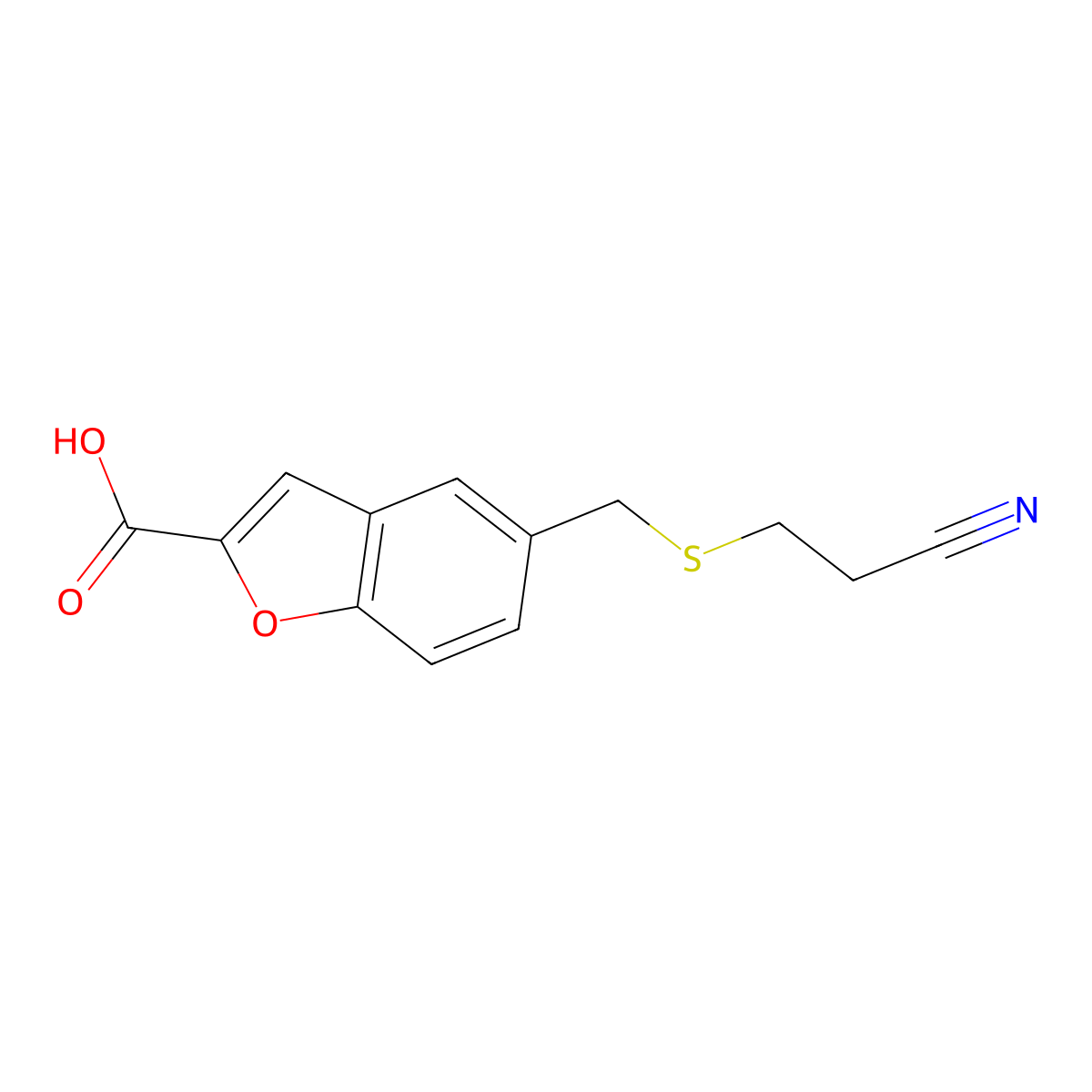 5-[(2-Cyanoethylthio)methyl]-2-benzofurancarboxylic acid molecular structure, CAS 109218-98-6