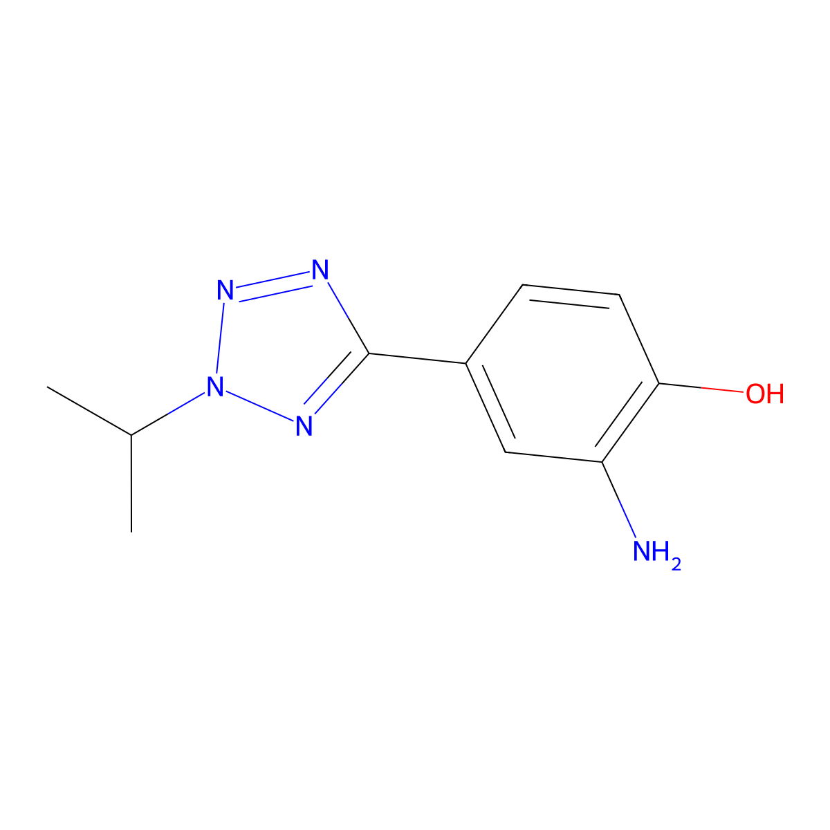 2-amino-4-(2-isopropyl-2H-tetrazol-5-yl)phenol molecular structure, CAS 1092205-12-3
