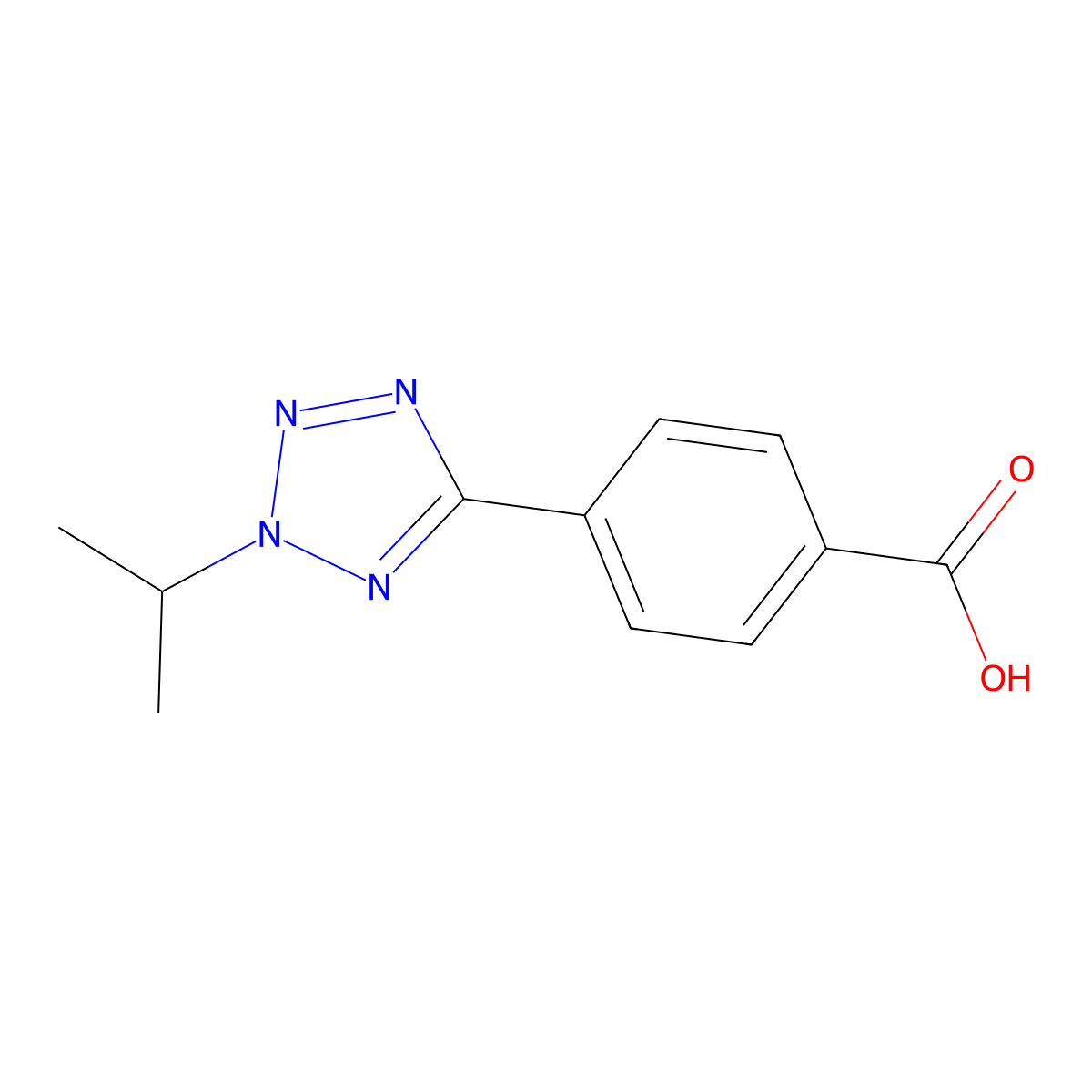 4-(2-isopropyl-2H-tetrazol-5-yl)benzoic acid molecular structure, CAS 1092205-32-7